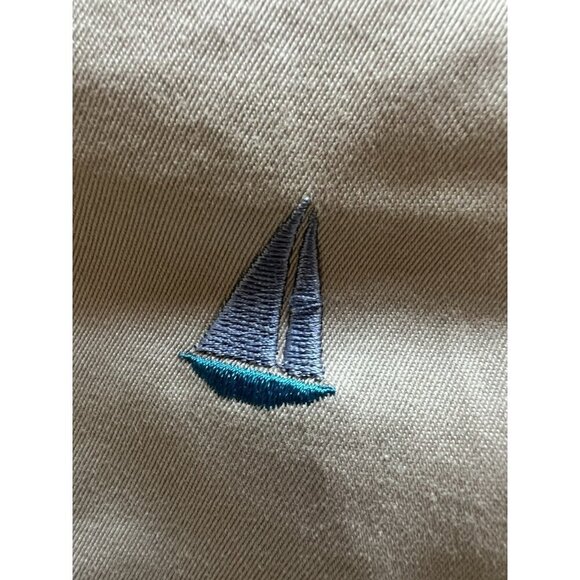 Vintage 90s Lilly Pulitzer khaki cropped embroidered all-over sailboats pants 12 - Picture 5 of 10